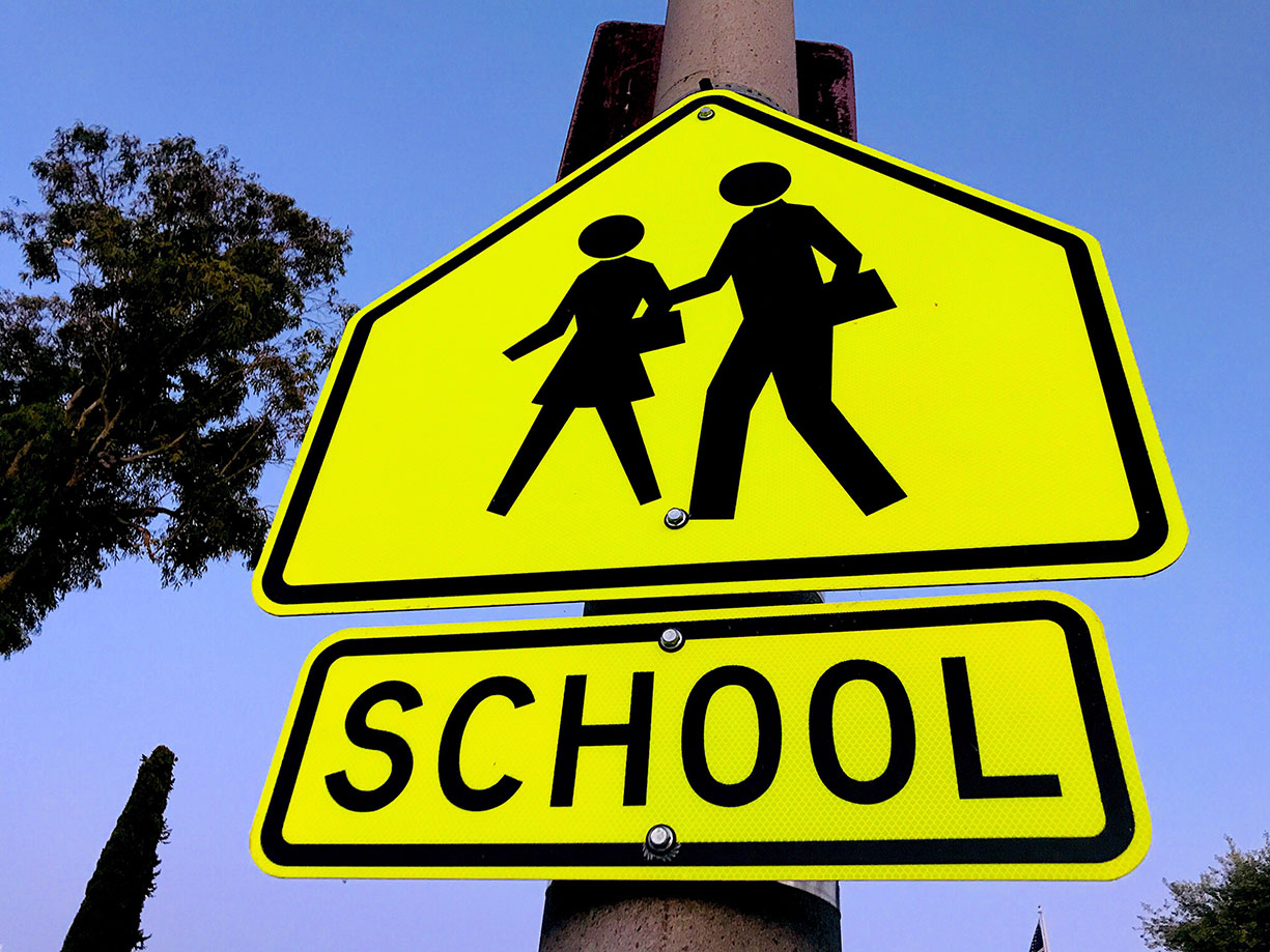 School Zone Designated area post Sign - Car protection services